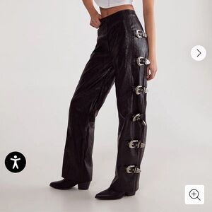 Nasty Gal Black Buckle Detail Cropped Pants